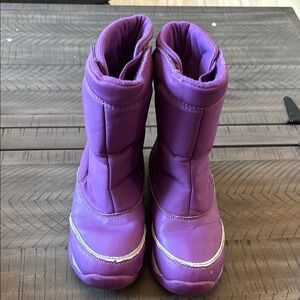 Purple Rain and Snow Boots with High-Top Design and Velcro Closure